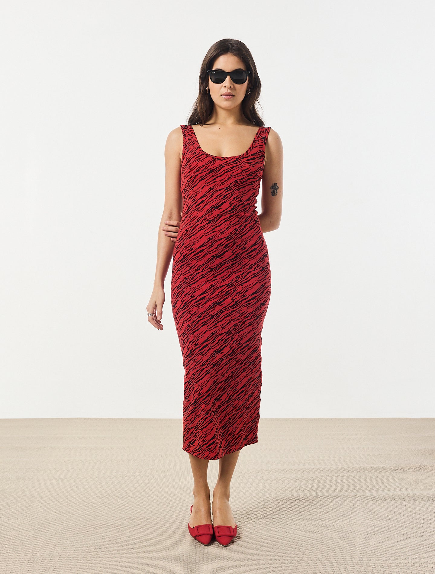 The Midi Power Stretch Bodycon Marble Cake Tank Dress – Patine