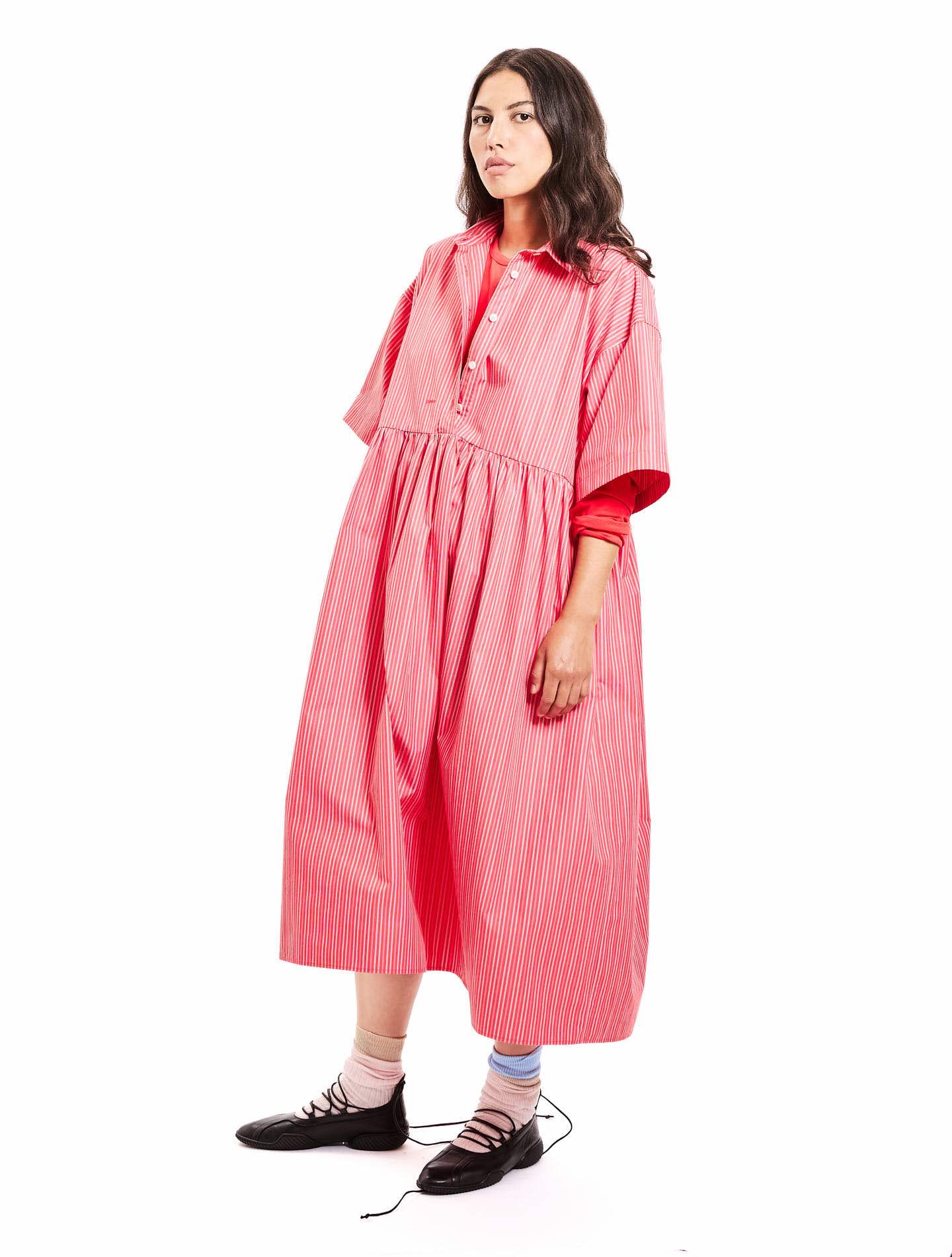 La robe Queen Deluxe Poppy popeline de coton bio Rouge tomato – Patine