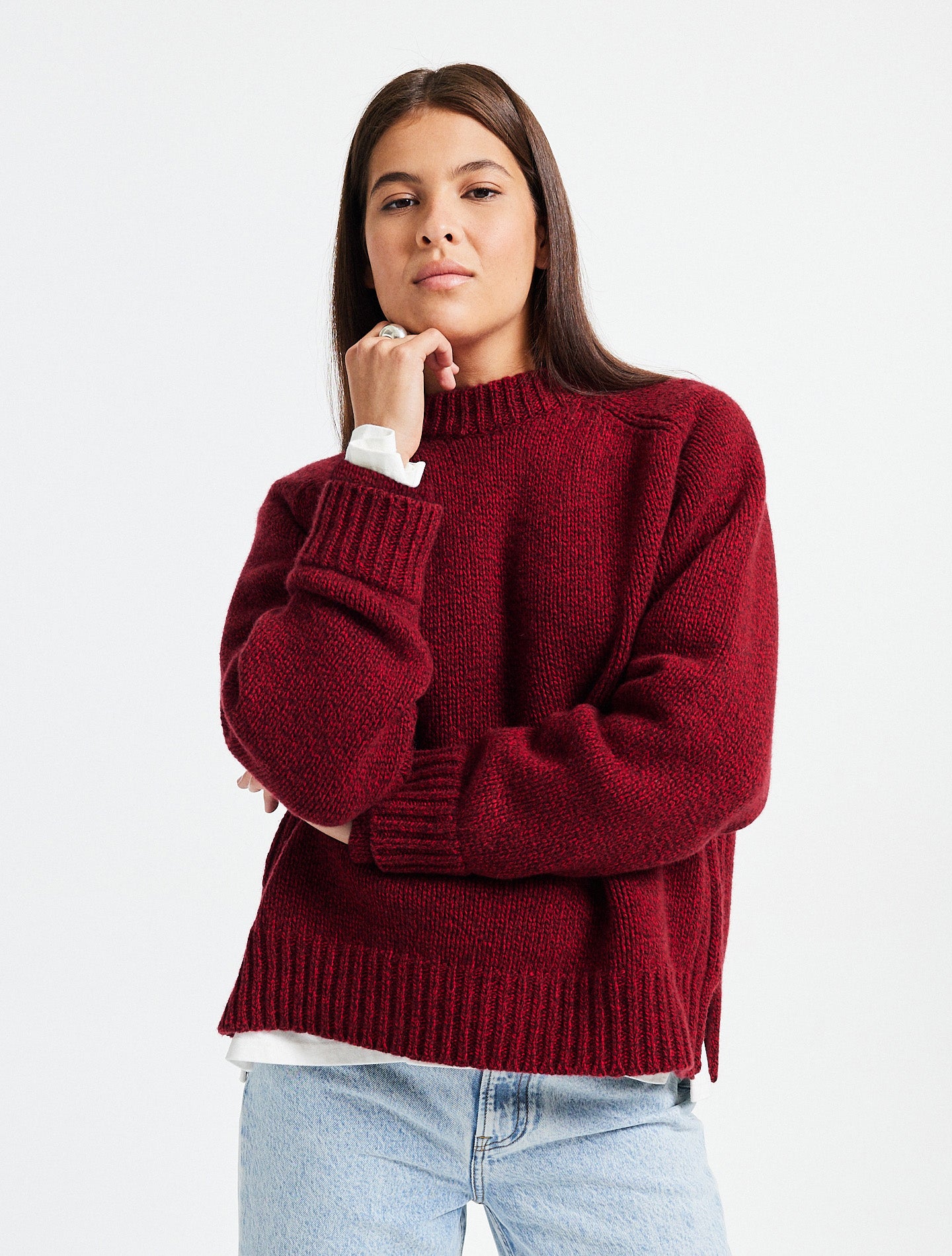 Le pull Wooly laine 100% recyclée Rouge mouliné