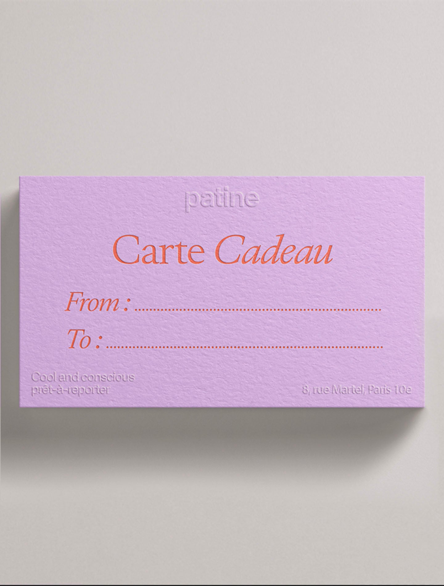 E-carte cadeau Patine