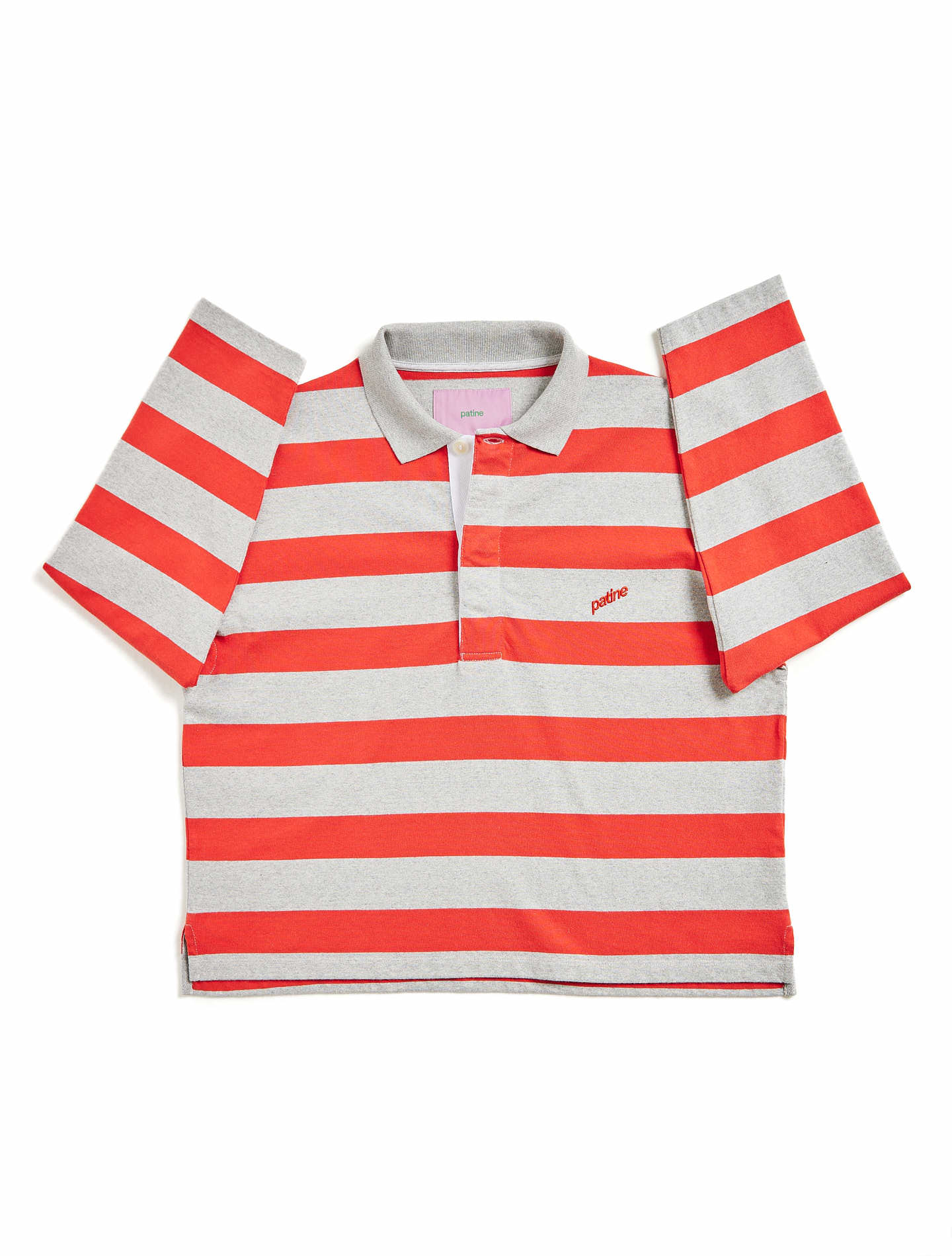 Le polo Boxy Willie® Heavy jersey bio-recyclé Rayures Rouge tomato