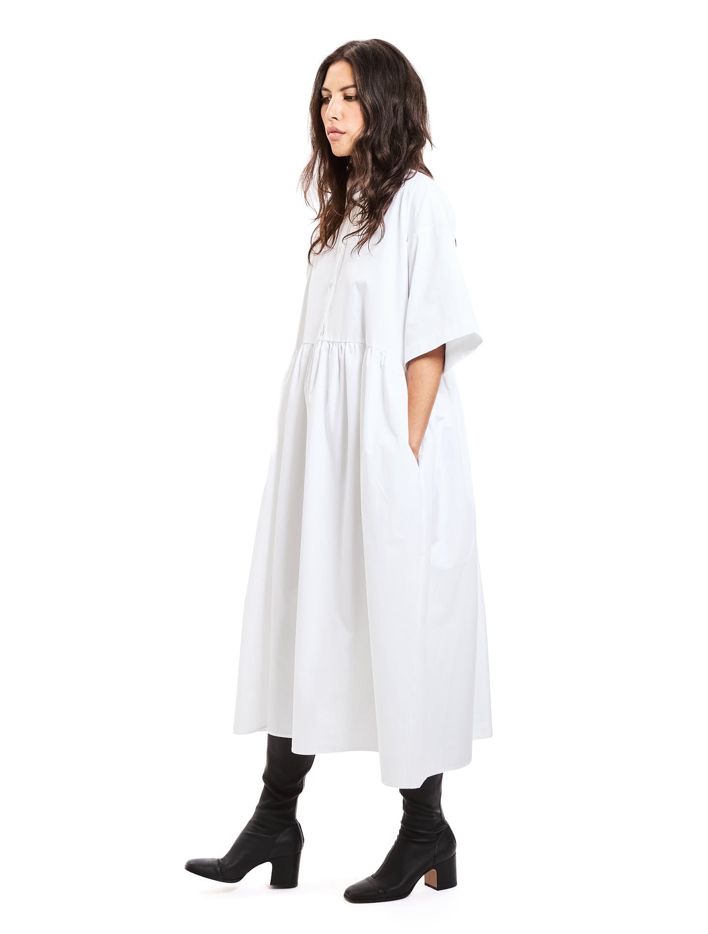 La robe Queen Deluxe Poppy popeline de coton bio Blanc extra blanc