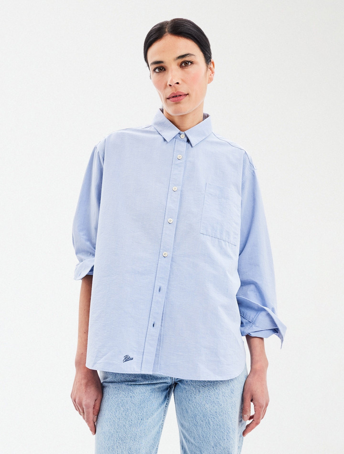 La chemise Oversize Tony toile bio-recyclée Bleu vintage