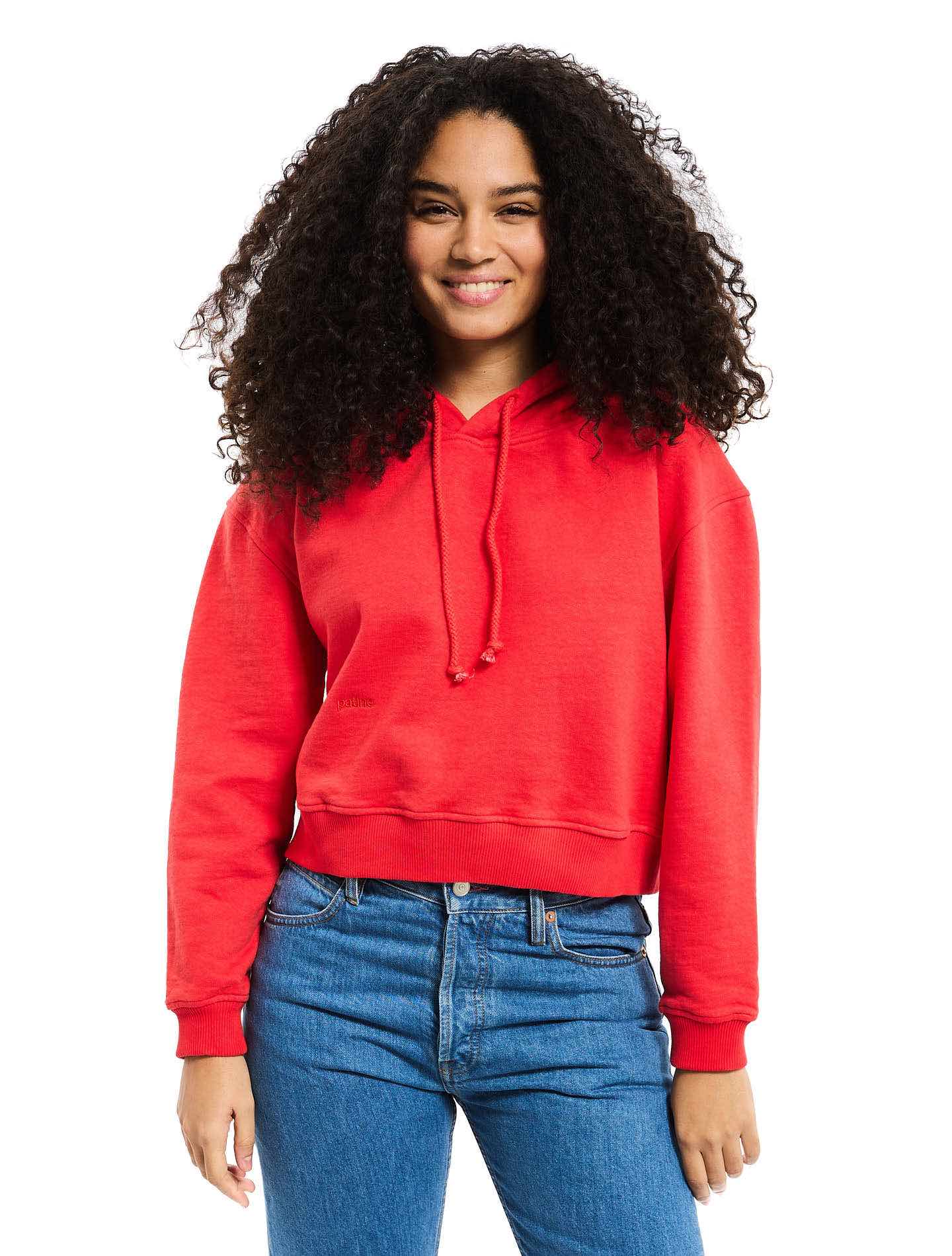 Le sweatshirt Hoodie Boxy Marty® molleton bio-recyclé Rouge tomato