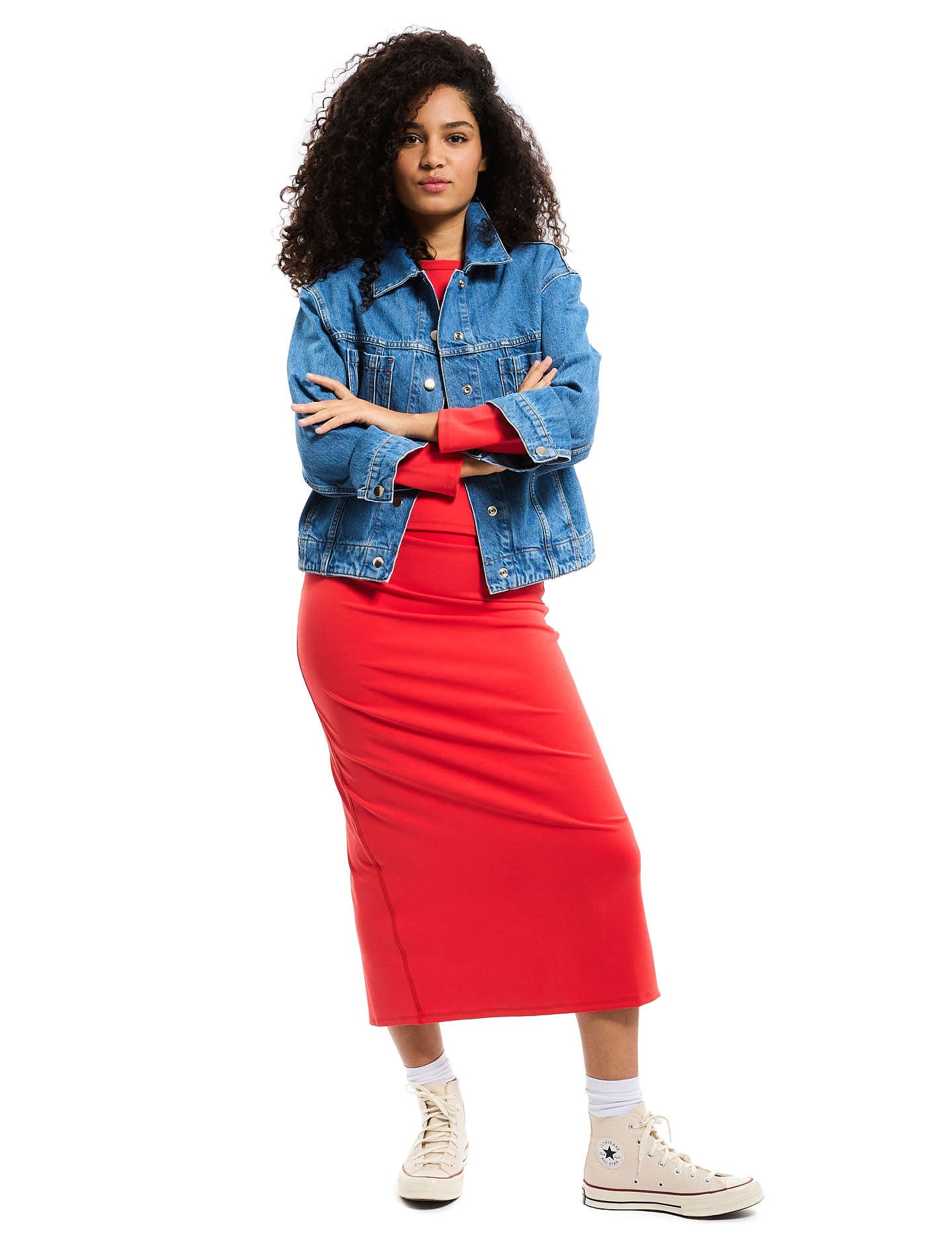La jupe longue Power stretch Rouge tomato Patine