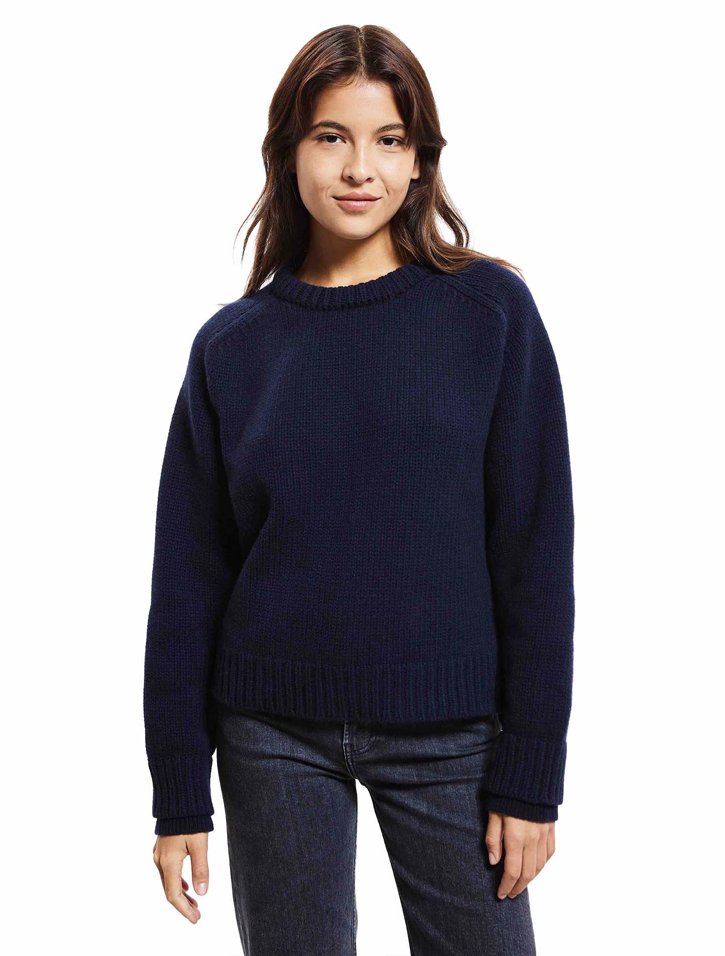 The Wooly jumper in 100 recycled wool Navy blue Patine