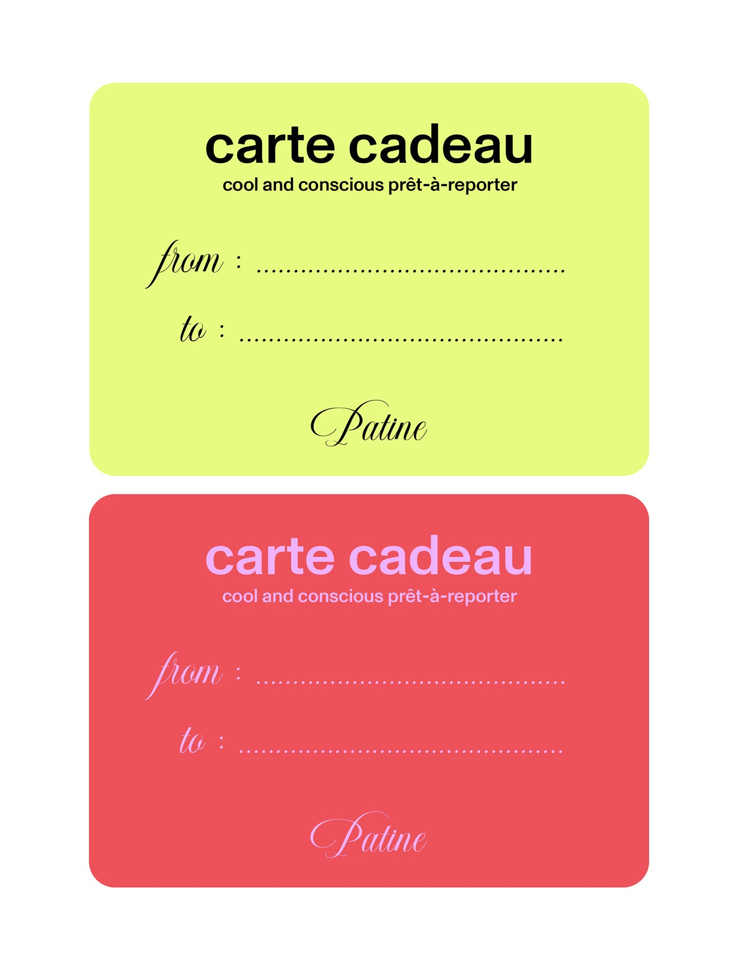 Carte cadeau Patine
