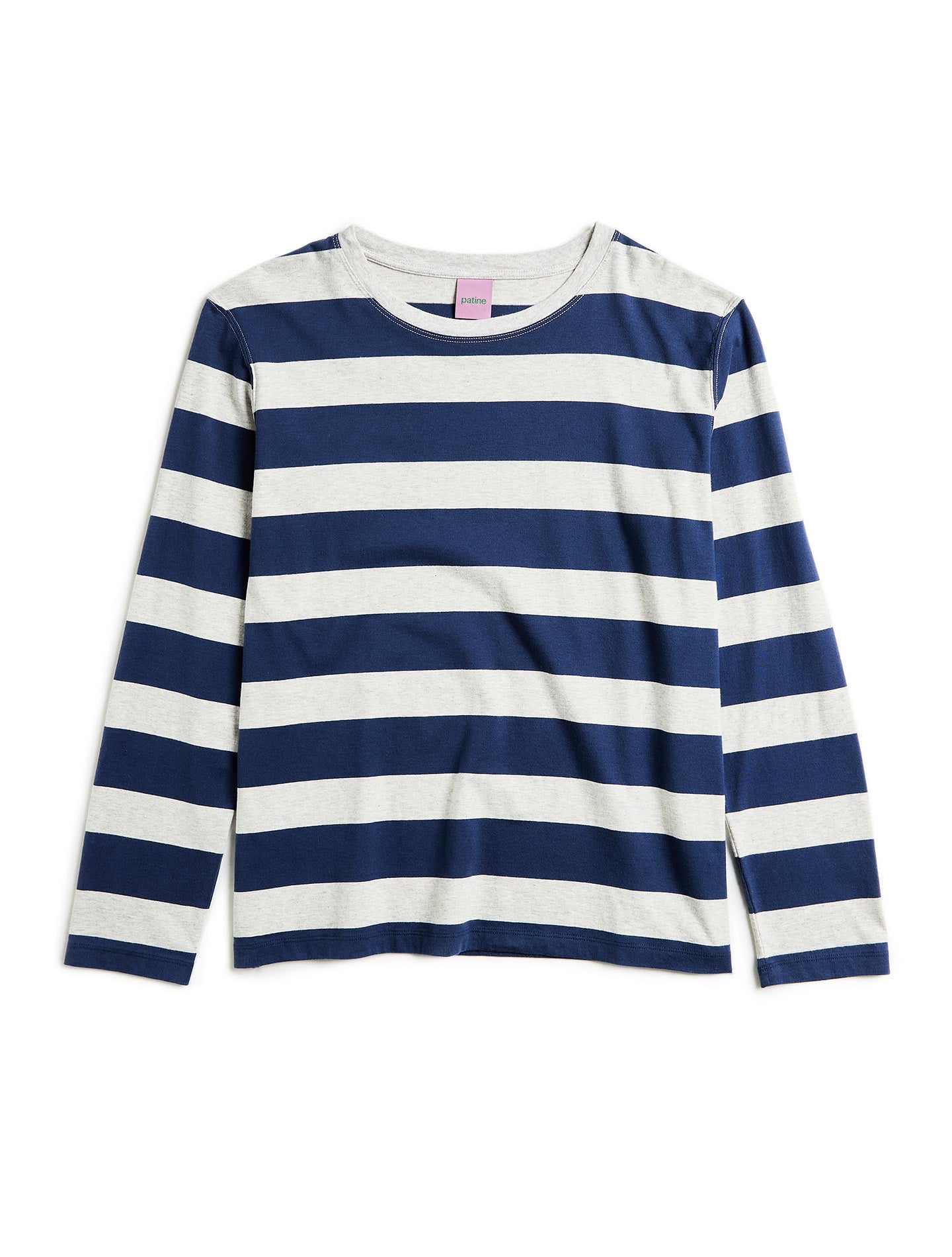 Le tee-shirt Long Willie® jersey bio-recyclé Rayures Bleu navy