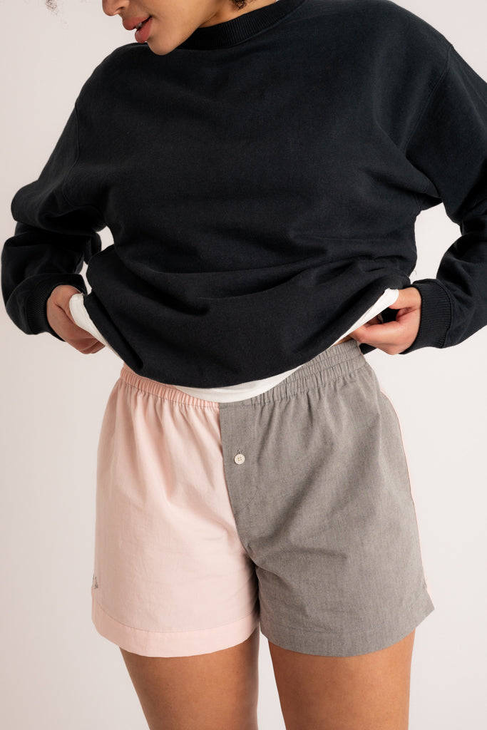 Le caleçon Tony toile bio-recyclée bigoût gris/rose